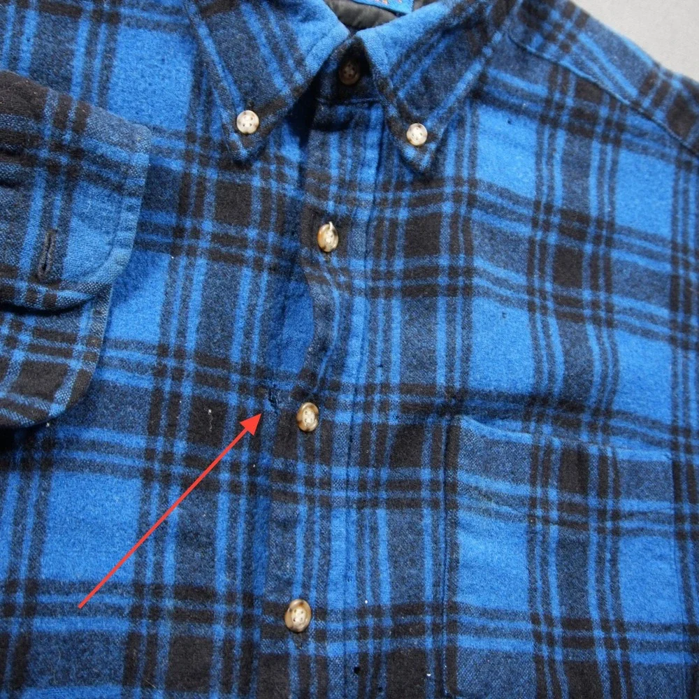 Thrashed Pendleton Vintage Wool Plaid Men Shirt S Blue Distressed Western Skate